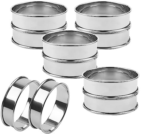 JAPCHET 10 PCS 8cm Crumpet Tart Rings, Mousse Cake Muffin Rings for Kitchen Backing