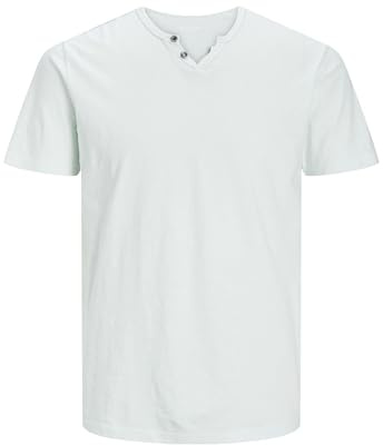 JACK & JONES Camiseta básica de Hombre Cuello en V, Manga Corta, de algodón, con Botones JJESPLIT, Color:hierbabuena, Size:L