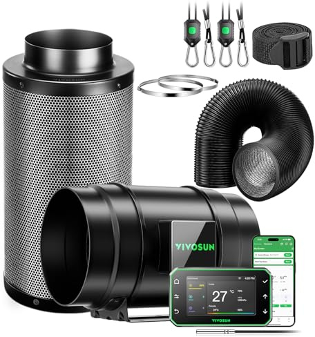 VIVOSUN AeroZesh G8 Inline Fan&Carbon Filter Pro Kit 8 Inch for Hydroponics