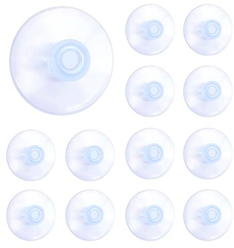 Mebamce 12pcs Suction Cup Glass Suction Pads 40mm Clear PVC Plastic Sucker Pads Without Hooks Extra Strong Suction Holder for Home Kitchen and Bathroom Window Glass Door