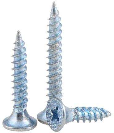 Screws,wood screws,self tapping screws, Countersunk Head Self Tapping Screw Galvanized Cross Flat Head Wood Screw Drywall Nail M3.5 30pcs (Color : Blue Zinc-plated, Size : 30MM-M3.5)