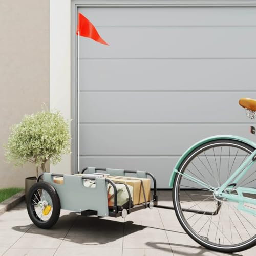 ShGaxin Remolque de Carga para Bicicleta Hierro y Tela Oxford Gris, Remolque Bici Perro, Remolque Bicicleta De Carga - 94161