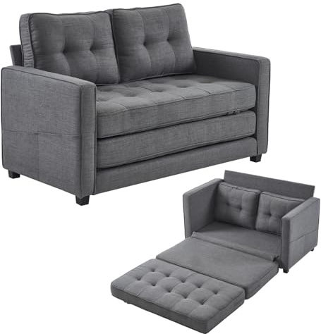 LEADZM Schlafsofa Ausziehbares Schlafsofa Sofa mit schlaffunktion, Schlafcouch zum Wohnzimmer 136 * 75 * 86cm (Dunkelgrau, 136CM)