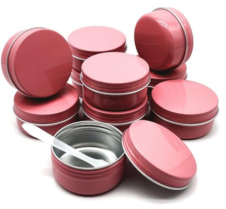 Wopanxye 10 stycken 50 ml rosa aluminiumburkar, 50 gram resebehållare, läckagesäker kosmetisk burkar, 50 g små runda sminkremer för kosmetika, salvor, läppbalsam, kräm, ljus, te, pärlor