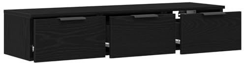 vidaXL Armadietto a Muro con cassetto Rovere Nero 102 x 30 x 20 cm, Mobile da Parete per Soggiorno, Design Rettangolare, Tanto Spazio, Legno ingegnerizzato, Stile Moderno