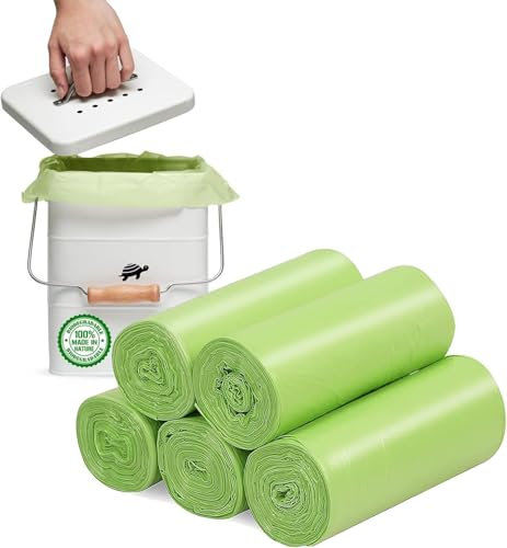 Lot de 120 petits sacs poubelle compostables pour déchets alimentaires de 3 à 6 litres, biodégradables, vert, sac poubelle pour cuisine, salle de bain, toilettes, bureau
