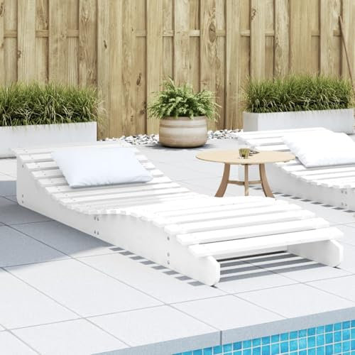 IKAYAA Sonnenliege Holz Wetterfest Garten Doppelliege Loungebett Sonnenbett Outdoor Bett Holzliege Garten Liege Holzliege Himmelsliege 205 x 70 x 31.5 cm Weiß
