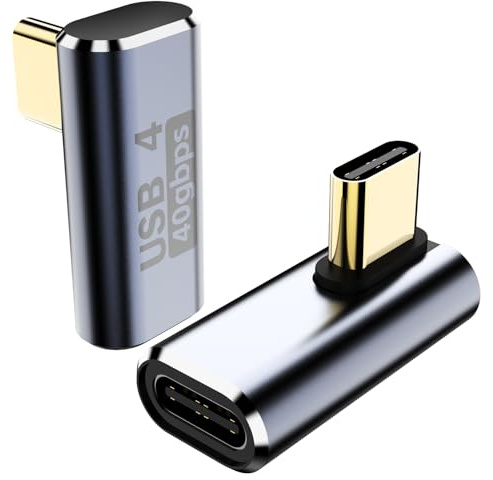 BERLAT 90 Degree USB C Adapter, Right Angle USB C 240W Male to Female Adapter Extender for Steam Deck, ROG Ally, MacBook, Tablet, Phone and More - 2Pack