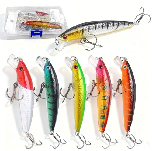 6 Piezas Señuelos Pesca con Ojos,Luminiscentes y Anzuelos Triples Afilados