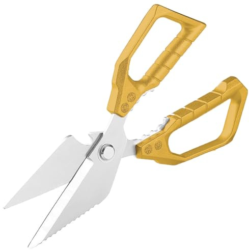 Meat Scissors Heavy Duty Sharp Shears Kitchen Scissors all Purpose, Stainless Steel Kitchen Shears, Kitchens Accessories Cooking Shear for Meat Chicken Fish Poultry Herb Bread(Gold)