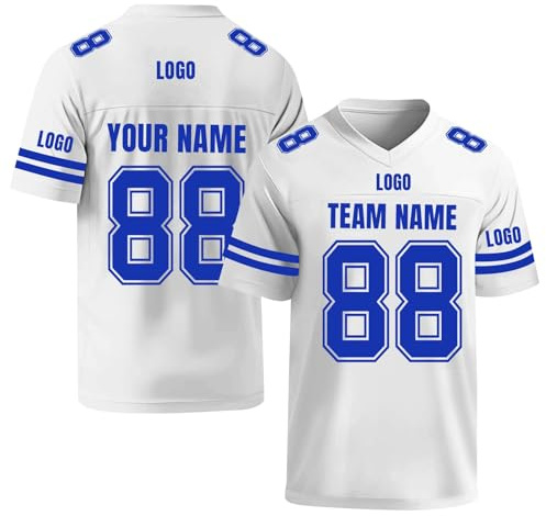 Maillot Football Americain Personnalisé Homme Femme, Nom Numéro | Léger Respirant, Séchage Rapide, Manches Courtes, Oversize Sport Tee, Adulte Ado Tenue d‘Équipe