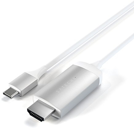 SATECHI Aluminium Type-C HDMI Kabel 4K 60Hz - Für M2/ M1 MacBook Pro/Air, M2/ M1 iPad Pro/Air, M2 Mac Mini, iMac M1 (Silber)