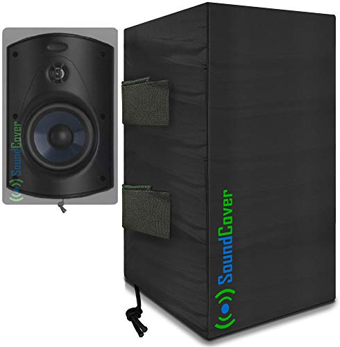 The Original Light Outdoor Speaker Covers for C-Bracket Mounted Speakers – Premium 210T Polyester with Silver UV Protective Coating – Water-Resistant, All-Weather Protection – Compact Size (Set of 2)