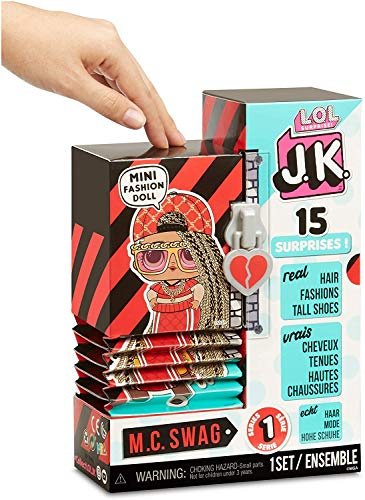L.O.L. Surprise, J.K. - Coffret 15 Surprises dont 1 Poupée 12cm, maxi chaussures, tenues, accessoires, fonction eau surprise, Modèles Aléatoires à collectionner, jouet pour enfants dès 3 ans, LLUF2