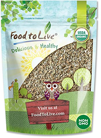 Food to Live Organic Cracked Rye Berries, 8 Ounces - Non-GMO. Crushed & Sifted Groats. Raw, Vegan, Kosher, Bulk. Broken Whole Grain, Great for Cereal & Porridge. Good Source of Fiber & Protein