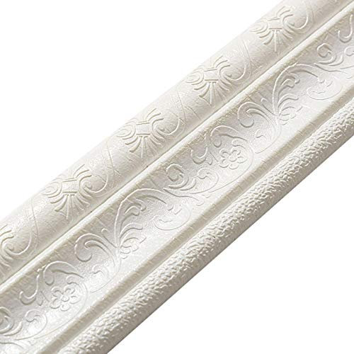 Borde de moldura de Espuma autoadhesiva - Borde de Espejo en Relieve 3D Despegar y Pegar - Borde de Papel Tapiz de moldura de zócalo Flexible - Decoración del hogar del Dormitorio de la Cocina A/a