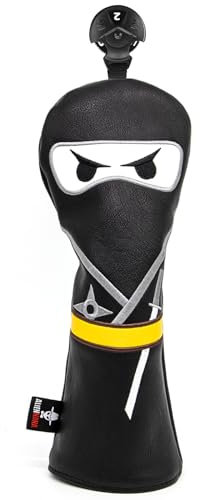 Golfschlägerhauben aus Holz, 3 Holzschlägerhaube, Hybrid-Schlägerhaube, Stickerei, Ninja-Design, Golfschlägerhauben aus Leder, handgefertigt, für alle Golfschläger (für Hybrid)