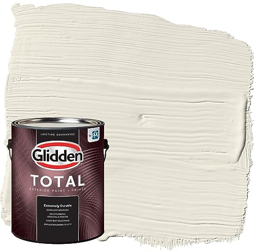 Glidden Total Exterior Paint & Primer All-in-One, Oatmeal/White, Semi-Gloss, 1 Gallon
