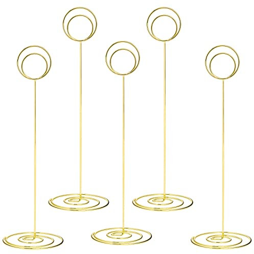 Srvnpioy 12 Stück Tischkartenhalter Metall, 22 cm Höhe Fotohalter Kartenhalter, Tischnummernhalter für Hochzeiten, Platzkartenhalter Memohalter für Restaurant Tisch Party (Gold)