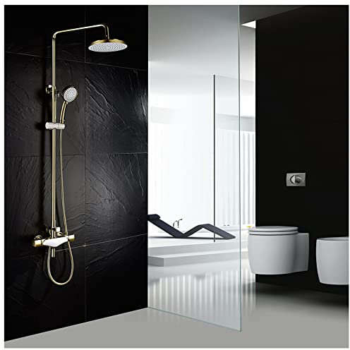 Ksunun Duschset Mit Armatur, Duschsystem,Dusche Regendusche Set,Duschgarnitur Mit Regendusche Und Handbrause,Duschamaturenset,Duscharmatur Set,üBerkopfbrause,HöHenverstellbar,Wandhalterung
