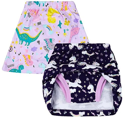 FLYISH DIRECT Töpfchen Trainingshose für Mädchen, Kinder Töpfchentraining-Rock Mädchen Toilettentraining Unterwäsche, Bequem und Saugfähig, 2er Pack, 90/2T