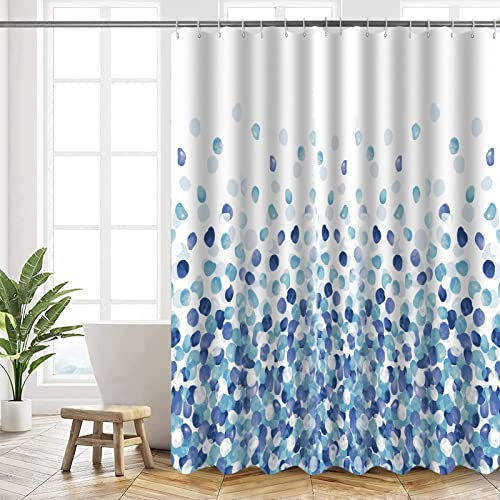 HANFU Tenda Doccia 180x180 cm, Tenda per Doccia Polyester Lavabile, Tende Doccia Asciugatura Rapida con 12 Ganci, Tenda Vasca da Bagno per Casa Hotel, Orlo Ponderato, Motivo Bolle Blu