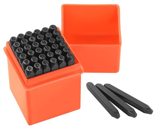Gueenky 36 Pezzi Punzoni Lettere e Uumeri, 2mm Punzoni Numeri per Metallo, Lettere A-Z e Numero 0-9, Punzoni di Marcatura Alfabeto per Metallo Legno Pelle Plastica