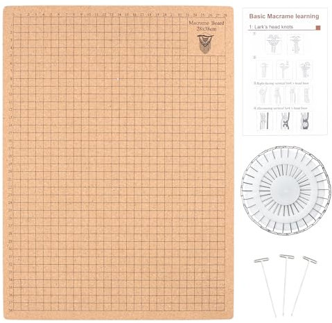 Cozlly Makramee Board mit Nadeln, 30,5 x 40,6 cm, Groß Makramee Brett Kork, Doppelseitiges Makramee Tafel, Flechtbrett mit Stiften und Anleitung zum Flechten von Armbändern Knotenschnur