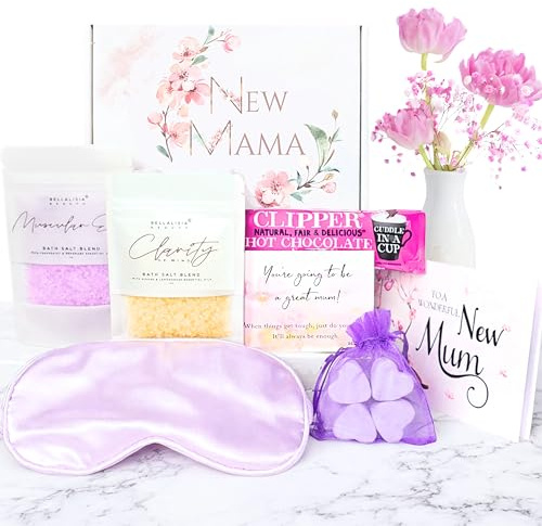Bellalisia New Mum Pamper Kit, Relaxing New Mum Gifts, Ideal Baby Shower Gifts for Mum. New Mum Hamper Essentials, Pamper Presents for First Time Mummy. Mothers Self Care Spa Box Set to Relax.