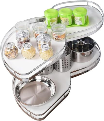Porta Spezie Armadio organizer da cucina, ripiano angolare, scaffale portaoggetti a carosello, ripiano angolare estraibile per organizer estraibile da cucina con chiusura ammortizzata per mobili