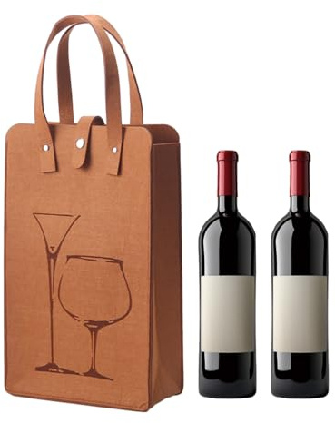 Felt Wine Bottle Gift Bag Wine Tote Bag Champagne Bottle Storage Travel Bag | with Handles Leakproof Reusable Wine Holder Bag for Christmas Birthday Party Gift (Chocolate)