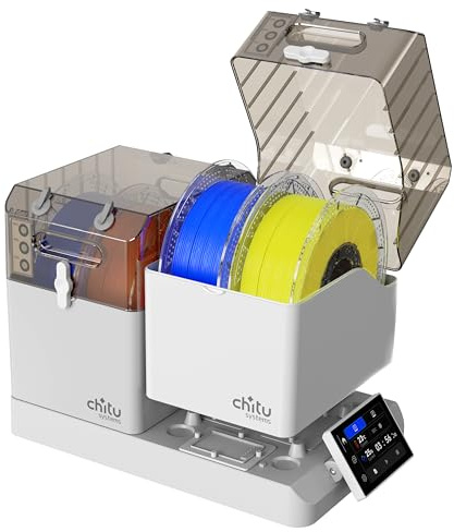 Chitu Systems FilaPartner E1 Filament Trockner – 4 Rollen mit 2 unabhängig temperaturgesteuerten Kammern, 10% energiesparender, kompatibel mit AMS Lite, Trockenbox für PLA/ABS/TPU/PETG