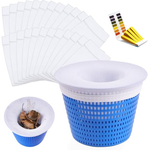 AQhui Chaussette Skimmer Piscine 24 Pièces, Chaussettes Filtre Piscine Réutilisable, Net Skim Nylon Élastique Filtration Fine, Filet Skimmer S'applique à Panier Skimmer, Prefiltre