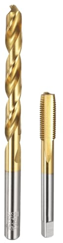 QUARKZMAN borr- och gängskärarsats, 1 st M8 x 0,75 rakt spår gängskärare & 1 styck 7,2 mm spiralborr, titanbelagd HSS-6542 gängskärverktygssats