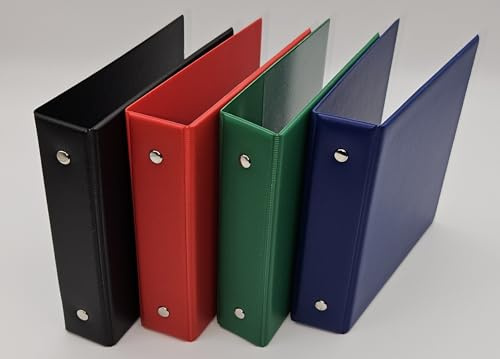 4x Veloflex 4167 Karteikartenordner A6, Ringbuch, Ordner, mit Innentasche, PVC, 150 x 160 x 30 mm, je 1x SCHWARZ, ROT, BLAU, GRÜN
