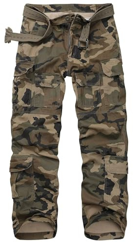 VATINNT Men's Cargo Combat Trousers Camouflage Tactical Trousers Cotton Casual Work Pants with Multi Pockets G2531 M Camo 34