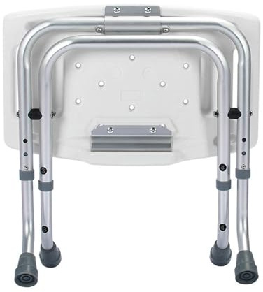 Adjustable Folding Shower Chair with Non-Slip Pads 19.7 Inch Premium | Thick aluminum alloy, ergonomic curved seat with drainage, supports up to 275 lbs, built to last, ideal for daily use