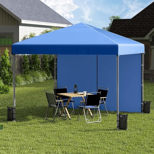 DWVO Pavillon 3x3M | 4er Set Sandsäcke, Pop Up Faltpavillon stabil & höhenverstellbar UV Schutz 50+,Gartenzelt Partyzelt für Terrasse Strand Camping Markt Festival Hellblau verbessert