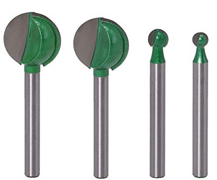 Gasea 4pcs 6mm Shank Core Box End Grooving Router Bit CNC Round Nose Groove Cutter Woodworking Tool Bits (6/8/ 20/ 22mm)