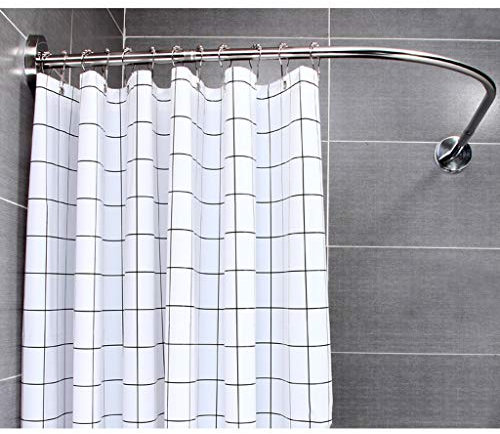 GJXJY Viertelkreis Duschvorhangstange Edelstahl Schwarz Weiß Silber, Eckdusche Gebogen, Duschstange, Winkel-Duschenstange, FüR Bad, BekleidungsgeschäFt