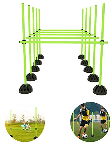 LZQ Sprungstangen-Set Agility Hürdenset Trainingsstangen für Sprungkraft, Dribbling und Beweglichkeit Ideal für den Vereins- oder Schulsport, Grün