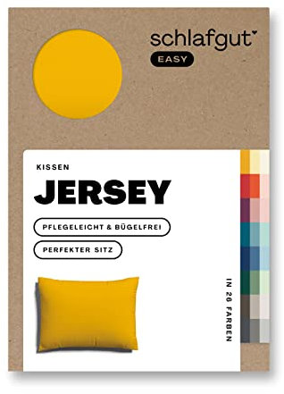 Schlafgut Easy Jersey Kissenbezug 70x90 cm Yellow Deep mit 100% Baumwolle, superweicher & atmungsaktiver Kopfkissenbezug