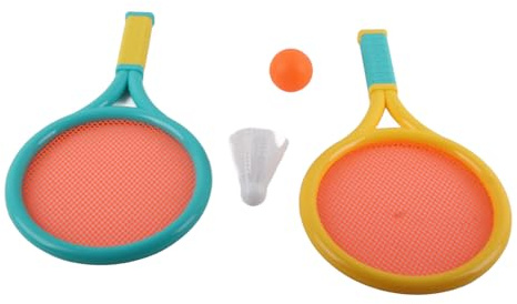 Juego de Raquetas de Tenis y Bádminton para Niños, Equipo Deportivo Portátil Antideslizante, Duradero y Elástico con 2 Raquetas de Tenis, 2 Raquetas de Bádminton y 2 Pelotas
