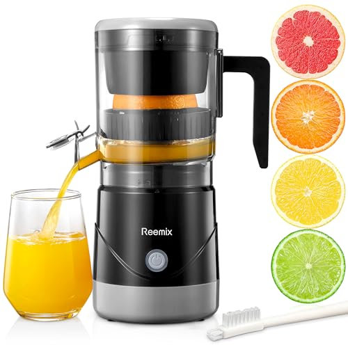 Reemix Electric Citrus Juicer for Orange, Lemon, Grapefruit - One Touch Operation, Portable With Cleaning Brush