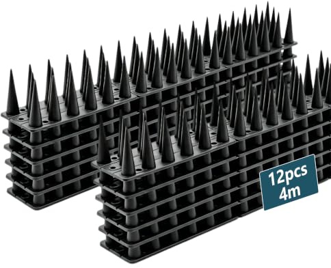 KOKMEYA Picos para pájaros, dispositivo de disuasión de aves para exterior de 4 metros para pájaros palomas pájaros carpinteros ardillas mapache gato, disuasorio de aves de plástico para exterior