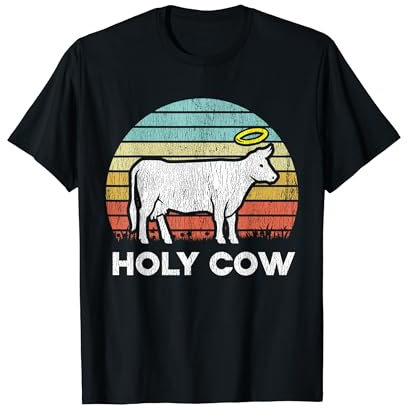 Vintage Holy Cow Livestock Dairy Cow Cattle Farmer Retro T-Shirt