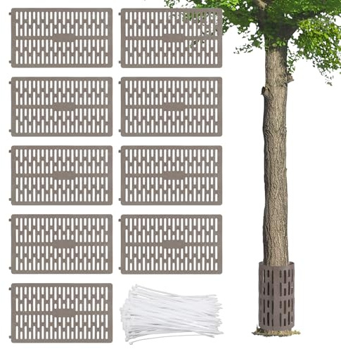 CPROSP 9 Pezzi Protezione per Tronco d'Albero 33 * 20cm, Proteggi Piante per Decespugliatore Dimensioni Regolabili, per la Protezione Contro il Rosicchiamento di Animali e Tosaerba, Grigio