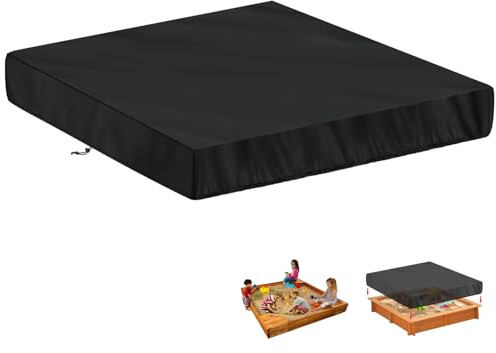 LAMUNI Sandbox Cover Square Sandpit Cover Waterproof Sand Box Cover Outdoor Sand Pit Cover Garden Sandpit Pool Cover Dustproof Sandbox Canopy Protective Cover with Elastic Band, 200x200x20cm