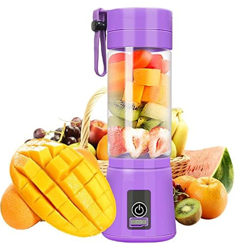 Portable Blender, 380ml/13oz USB Rechargeable Mini Blender with 6 Blades for Smoothies, Baby Food, Travel & Office, BPA-Free, 30W Cordless Juicer Cup