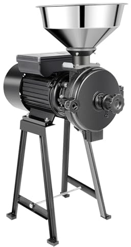 1500W Commercial Electric Feed Mill, Heavy Duty Grain Mill Dry Wet Cereals Grinder Machine, Feed Grain Rice Coffee Wheat Corn Spice Milling for Kitchen Home Commercial